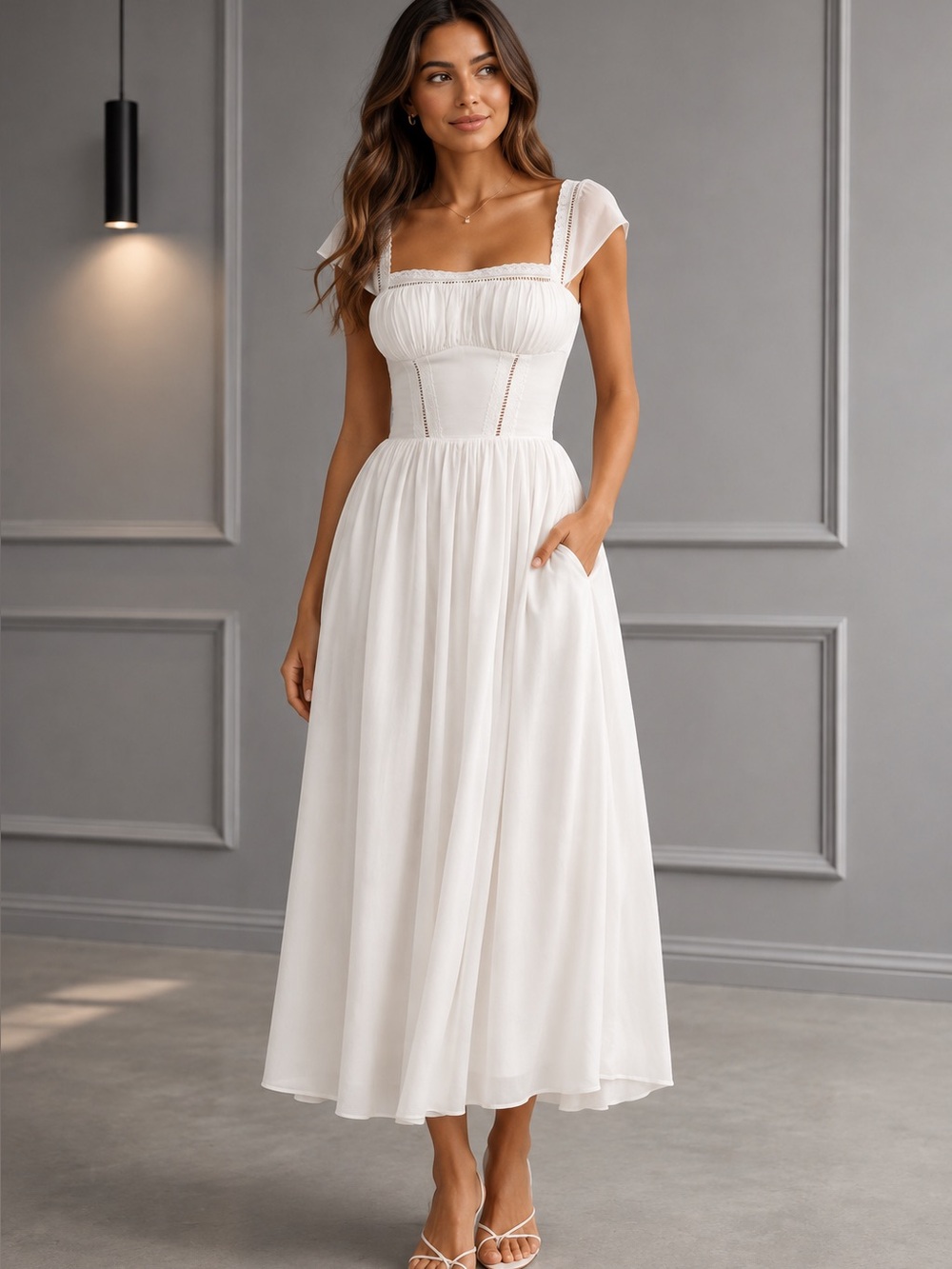 House of CB Thea Lace Trim Maxi Dress Large B1310